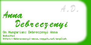 anna debreczenyi business card